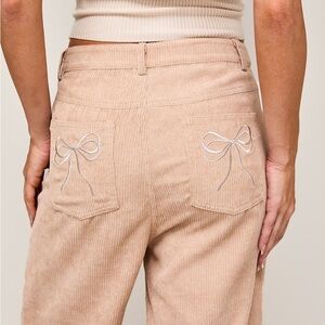 Le Lis Beige bow Corduroy Pants size small